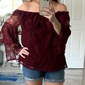Lucky Brand Off-Shoulder Lace Top